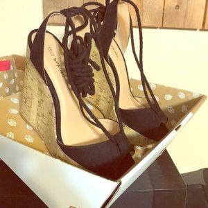 Call it spring lace up wedges black never worn